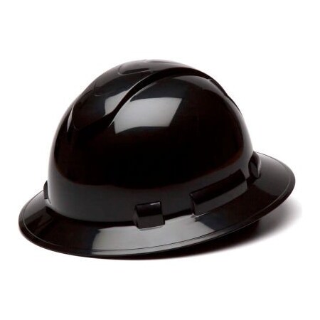 Pyramex Ridgeline Full Brim Hard Hat, Black, 4-Point Ratchet Suspension - Pkg Qty 12 HP54111